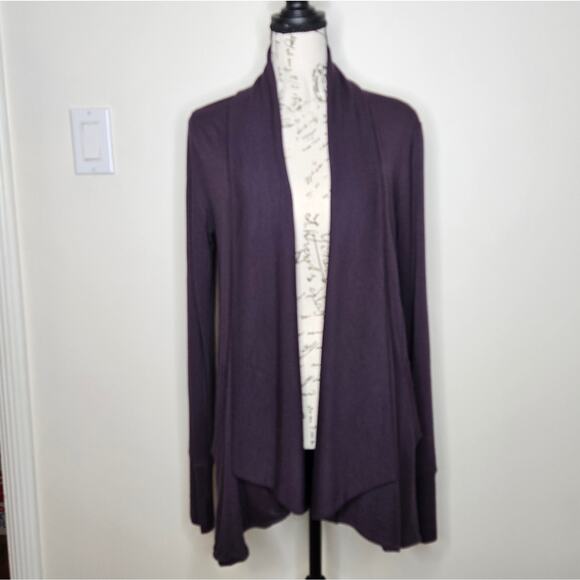 ATHLETA Womens Plum Open Front Cardigan with Pockets Generous Size XS - Picture 1 of 12